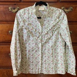 Sézane Floral Blouse with Ruffle Detailing